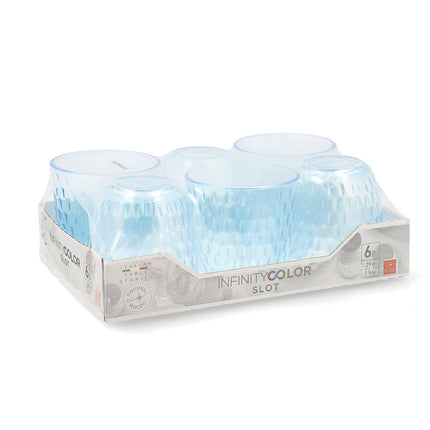 Set of glasses Bormioli Rocco Slot With relief Blue 6 Units Glass 290 ml