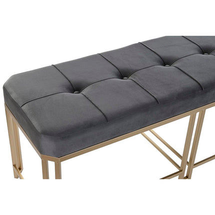 Bench DKD Home Decor   Grey Metal Velvet (120 x 40 x 47 cm)