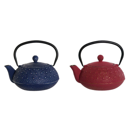 Teapot DKD Home Decor Blue Red Iron 900 ml (2 Units)