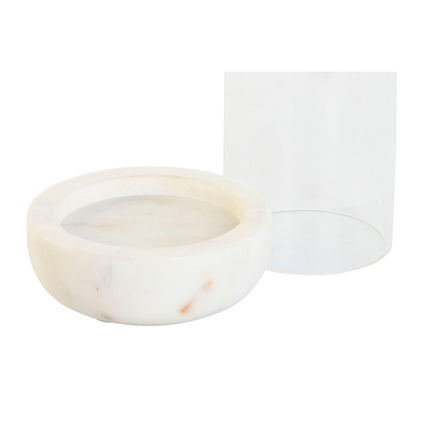 Candleholder Home ESPRIT White Natural Crystal Marble 10 x 10 x 18 cm