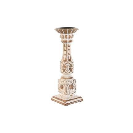 Candleholder Home ESPRIT White Natural Metal Mango wood 13 x 13 x 33 cm