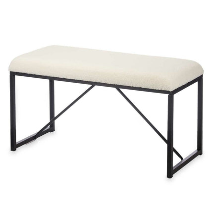 Bench White Metal Cloth 81 x 42 x 38 cm