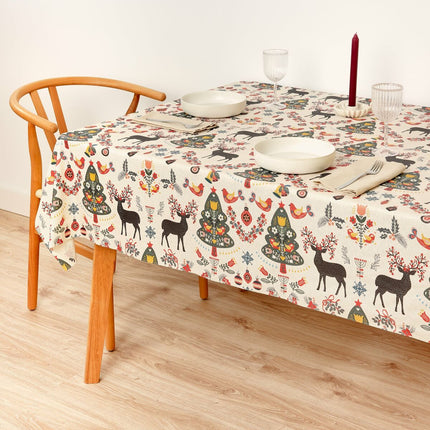 Stain-proof resined tablecloth Belum Merry Christmas Multicolour 200 x 150 cm