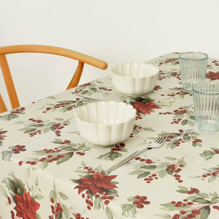 Stain-proof resined tablecloth Belum Christmas Red Green Linen 100 x 150 cm