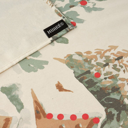 Stain-proof resined tablecloth Belum Christmas Deer Brown Red Green Linen 300 x 150 cm