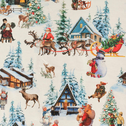 Stain-proof resined tablecloth Belum  Christmas Landscape Multicolour 150 x 150 cm