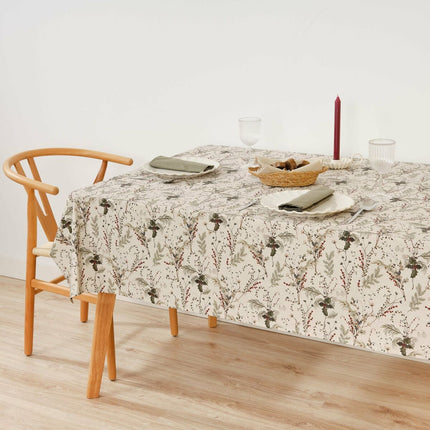 Stain-proof resined tablecloth Belum Christmas Mistletoe Red Green Natural 200 x 150 cm