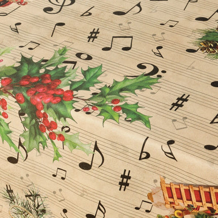 Stain-proof resined tablecloth Belum Christmas Sheet Music Black Red Green Linen 200 x 150 cm