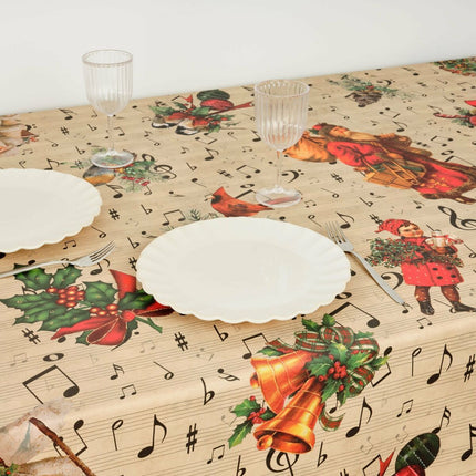 Stain-proof resined tablecloth Belum Christmas Sheet Music Black Red Green Linen 250 x 150 cm