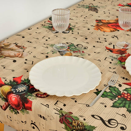 Stain-proof resined tablecloth Belum Christmas Sheet Music Black Red Green Linen 250 x 150 cm