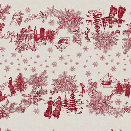 Stain-proof resined tablecloth Belum Christmas Toile Red Linen 100 x 150 cm