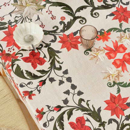 Stain-proof resined tablecloth Belum Christmas Symetric Red Green Linen 100 x 150 cm