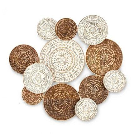 Wall Decoration White Brown Mango wood Mandala 76 x 70 x 5 cm