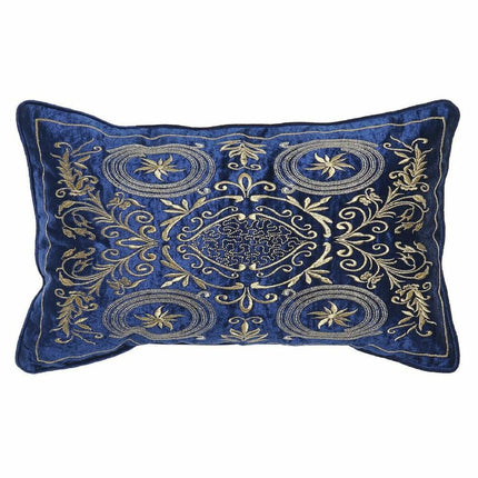 Cushion DKD Home Decor 8424001850358 Golden Polyester Velvet Aluminium Navy Blue (50 x 10 x 30 cm) - seggiliving