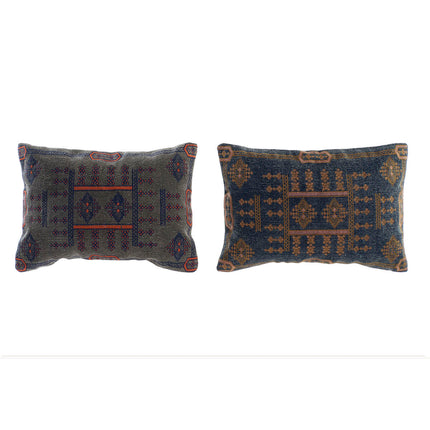 Cushion DKD Home Decor Blue Orange Polyester Cotton Aluminium Arab Geometric (50 x 10 x 35 cm) (2 Units) - seggiliving