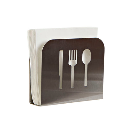 Napkin holder DKD Home Decor Pieces of Cutlery 15 x 4 x 12,5 cm Silver Stainless steel - seggiliving
