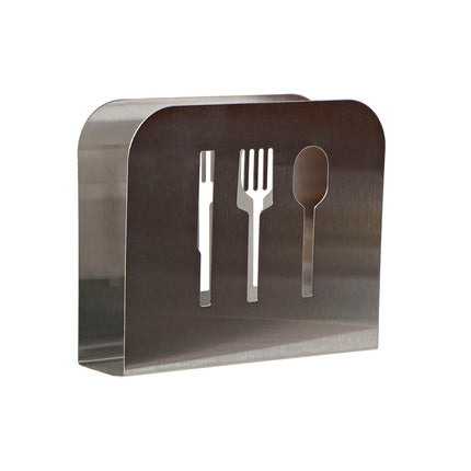 Napkin holder DKD Home Decor Pieces of Cutlery 15 x 4 x 12,5 cm Silver Stainless steel - seggiliving