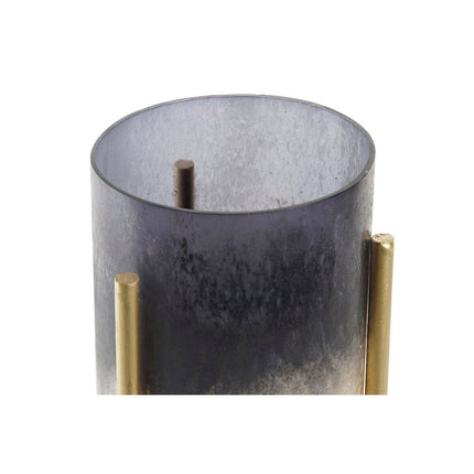Candleholder DKD Home Decor 10 x 10 x 23 cm Crystal Golden Metal Bicoloured - seggiliving
