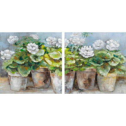Painting DKD Home Decor 80 x 3,5 x 80 cm Plant pot Cottage (2 Units) - seggiliving