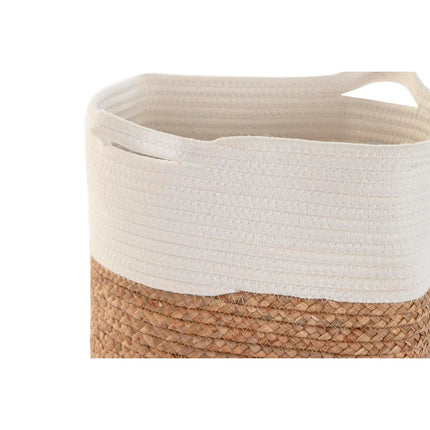 Decorative basket DKD Home Decor Cotton White Natural Fibre (36 x 36 x 52 cm) - seggiliving